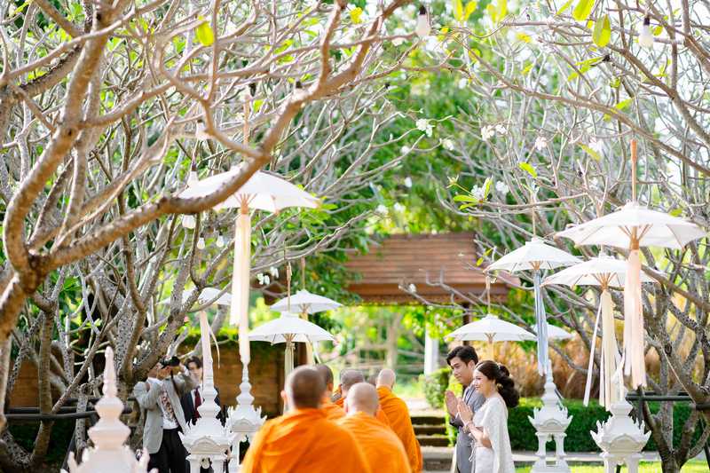 ภาพรวมลำดับพิธีแต่งงานเช้าที่เรือนไทยมิลันอนัญญา ชลบุรี
