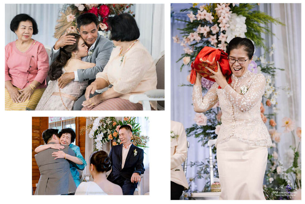 บ่าวสาวทำพิธีไหว้ผู้ใหญ่ (ยกน้ำชา) ในงานแต่งงาน